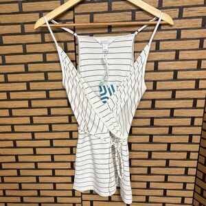 Market & Spruce White And Black Stripe Tank Top Size Small